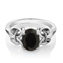Load image into Gallery viewer, Gem Stone King 925 Sterling Silver Black Onyx Women&#39;s Engagement Ring (2.60 Cttw Oval 9X7MM) (Size 7)
