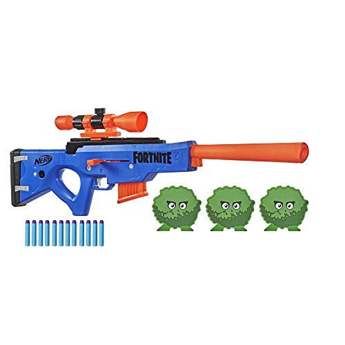 NERF Fortnite BASR-R Bolt Action Blaster -- Includes 3 Bush Targets, Removable Scope, Removable 6-Dart Clip, 6 Official Elite Darts