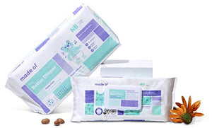 MADE OF Baby Diapers Newborn -10 Hour Absorbent Diapers, Diapers Sensitive Skin, Hypoallergenic Diapers, Unscented Diapers, Pediatrician and Dermatologist Tested, Up to 10 pounds (Size 0 (Newborn))