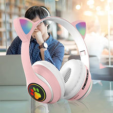 Load image into Gallery viewer, Headphones Cat Ear Wireless 5.0 Luminous Computer Gaming Headset Bluetooth Headset Ideal Christmas Gift for Women Men Kids
