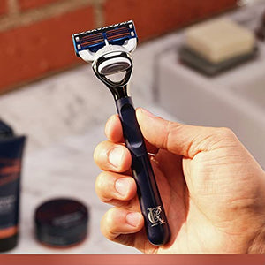 King C. Gillette Grooming Kit, 1 Razor with 2 Blade Refills,1 Oz Beard Oil, 11 Oz Beard Wash, 5 Oz Shave Gel, 1 Comb, Gifts for Men