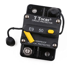 Load image into Gallery viewer, T Tocas 50A 12-48 V DC Circuit Breakers Waterproof and 6 AWG Wires 5ft Red 2ft Black
