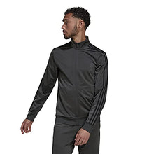Load image into Gallery viewer, adidas Men's Essentials Warm-Up 3-Stripes Track Top, Dark Grey Heather/Black, Small
