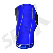 Load image into Gallery viewer, Sparx Men`s Competitor Tri Shorts | Triathlon Short | Great Durability and Fit | High End Compression (Second Skin) Triathlon Shorts with Soft Custom Chamois | Swim-Bike-Run (Blue Camo, 2XL)
