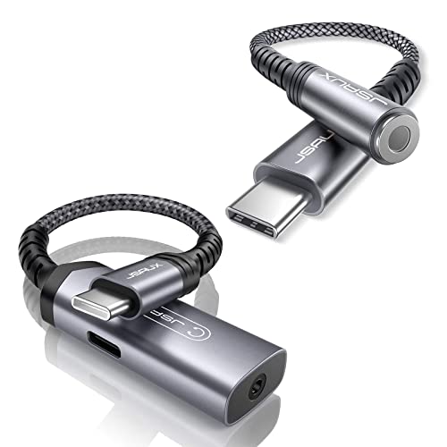 JSAUX USB C to 3.5MM Female Jack Adapter + USB C to 3.5mm Headphone and Charger Adapter (Bundle)