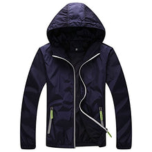 Load image into Gallery viewer, Panegy Men&#39;s Quick Dry Windbreaker Hoodie Skin Coat Women&#39;s Casual Travel Jacket Packable Dark Blue L
