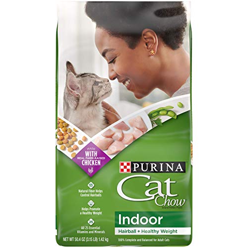 Purina Cat Chow Indoor Dry Cat Food, Hairball + Healthy Weight - (4) 3.15 lb. Bags