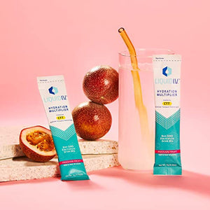 Liquid I.V. Hydration Multiplier - Passion Fruit - Hydration Powder Packets | Electrolyte Drink Mix | Easy Open Single-Serving Stick | Non-GMO | 16 Sticks