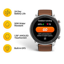Load image into Gallery viewer, Amazfit GTR Smartwatch, Smart Notifications, 1.39” AMOLED Display, 24/7 Heart Rate Monitor, 24-Day Battery Life, 12-Sport Modes (47mm, GPS, Bluetooth), Stainless Steel
