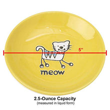 Load image into Gallery viewer, PetRageous 11019 Silly Kitty Dishwasher and Microwave Stoneware Cat Saucer 5-Inch Diameter 2.5-Ounce Capacity for Wet or Dry Cat Food Great For All Cats of All Sizes, Yellow

