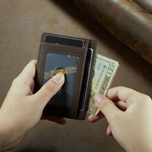 Load image into Gallery viewer, Travelambo Front Pocket Minimalist Leather Slim Wallet RFID Blocking Medium Size(02 CH Coffee
