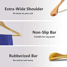 Load image into Gallery viewer, Coat Hanger 8-Pack, MEQUTION Wood Hangers Trouser Hangers Extra Wide Shoulder Wooden Hangers for Heavy Coat, Sweater, Skirt, Suit, Pants, Retro Finish (Natural Finish)
