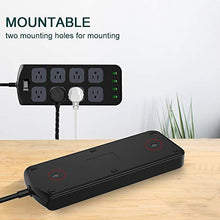 Load image into Gallery viewer, Power Strip Surge Protector 1875W/15A - 8 AC Outlets 3.1A 4 USB Ports 6 Feet Long Extension Cord, Mountable Power Outlet for Flat Plug Phone iPad PC Laptop Home,Office &amp; Hotel - Black
