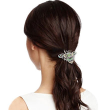 Load image into Gallery viewer, EVER FAITH Silver-Tone Austrian Crystal Honey Bee Insect Hair Claw Clip Green
