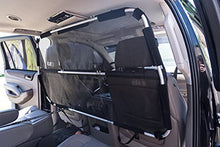 Load image into Gallery viewer, MULTI-USE VINYL PLASTIC OR MESH CAR DIVIDER, USE AS A SNEEZE GUARD or PET BARRIER FOR DRIVER PROTECTION, PERFECT PROTECTION PARTITION or MESH PET DIVIDER DIVIDES FRONT SEAT &amp; BACK SEAT
