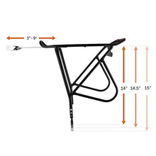 Load image into Gallery viewer, Ibera Bike Rack – Bicycle Touring Carrier with Fender Board, Frame-Mounted for Heavier Top &amp; Side Loads, Height Adjustable for 26&quot;-29&quot; Frames
