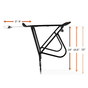 Ibera Bike Rack – Bicycle Touring Carrier with Fender Board, Frame-Mounted for Heavier Top & Side Loads, Height Adjustable for 26"-29" Frames