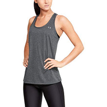 Load image into Gallery viewer, Under Armour Women's Tech Solid Tank Top , Carbon Heather (090)/Metallic Silver, Small
