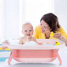 Load image into Gallery viewer, Lovin&amp;Hugin Baby Foldable Bathtub, Collapsible Baby Bathtub Newborn to Toddler with Ridge Protection pad, Baby Temperature Bathtub for Babies Girls, Pink
