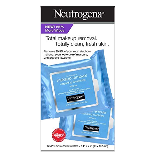 Neutrogena Makeup Remover Cleansing Towelettes, Refill Pack, 25 Count (Pack of 5)+ 1 travel size (7ct.)