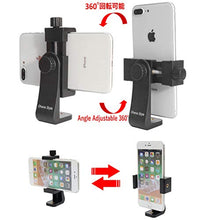 Load image into Gallery viewer, Dhana Style 360 Degree Rotatable Cell Phone Adapter 1/4" Standard Screw Tripod/Monopod Mount Holder Clamp Adjustable Smartphone Bracket Cellphone Clip Attachment
