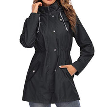 Load image into Gallery viewer, Simayixx Women&#39;s Long Jacket Warm Waterproof Windbreaker Hooded Jackets Raincoat Activewear Outdoor Trench Coat Black
