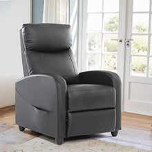Load image into Gallery viewer, Living Room Recliner Chair, PU Leather Adjustable Single Recliner Sofa Home Theater Seating Reading Chair for Bedroom, Dark Black
