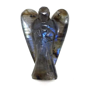 Nelson Creations, LLC Labradorite Hand-Carved Natural Gemstone Crystal Healing Angel Figurine Statue, 2 Inch