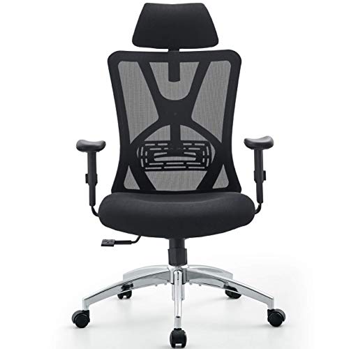 Ticova Ergonomic Office Chair - High Back Desk Chair with Adjustable Lumbar Support & Thick Seat Cushion - 140°Reclining & Rocking Mesh Computer Chair with Adjustable Headrest, Armrest