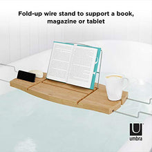 Load image into Gallery viewer, Umbra Aquala Bathtub Tray Extendable, Bamboo Luxury Bath Caddy, 71.1 x 21.6 x 3.8 cm, Natural
