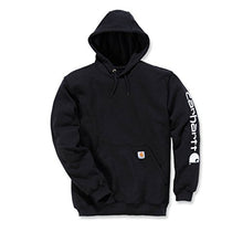 Load image into Gallery viewer, Carhartt Men's Midweight Sleeve Logo Hooded Sweatshirt (Regular and Big &amp; Tall Sizes), Black, Large
