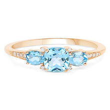 Load image into Gallery viewer, Swiss Blue Topaz Ring, 14K Yellow Gold Swiss Blue Topaz &amp; White Diamond Ring (0.80 ctw, I-J Color, I2-I3 Clarity)
