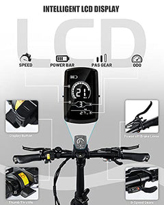 Folding Electric Bike for Adult 750W 32MPH, TESGO Hummer Pro 48V 14.5AH 20" Fat Tires Mountain Snow Battery Ebikes, Shimano 8-Speed, Full Suspension, Hydraulic Brakes Electrice Bicycle for Men/Women