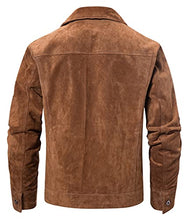 Load image into Gallery viewer, FLAVOR Men's Suede Leather Jacket Trucker Coat (XX-Large, Brown)
