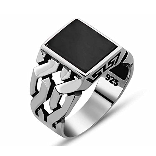 chimoda Mens Silver Ring with Black Onyx Stone in 925 Sterling Turkish Handmade Jewelry Men’s Rings (10)