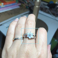 Load image into Gallery viewer, LARDROK Exquisite Round Cut White Fire Opal Stone Flower Women Opal Rings Diamond Jewelry Birthday Proposal Gift Bridal Engagement Party Band Rings Size 6-10
