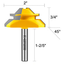 Load image into Gallery viewer, KOWOOD Router bit, 3/4” Cutting Height, 45 Degree Lock Miter Router Bit 1/4 Inch Shank…
