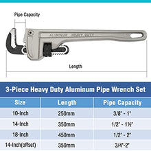 Load image into Gallery viewer, DURATECH 3-Piece Heavy Duty Aluminum Straight Pipe Wrench Set, 10", 14", 18"&amp;Offset 14" Heavy Duty Aluminum Pipe Wrench
