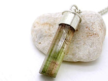 Load image into Gallery viewer, bi-color tourmaline pendant, watermelon tourmaline crystal pendant, pink green crystal necklace, raw crystal pendant mens gift for women
