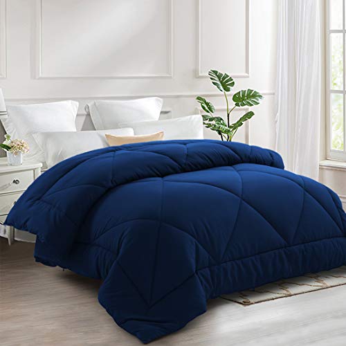 INGALIK All Season California King Size Soft Down Alternative Comforter - Quilted Duvet Insert with Corner Tabs - Winter Warm - Machine Washable (Navy Blue, Cal King (96×104inches))