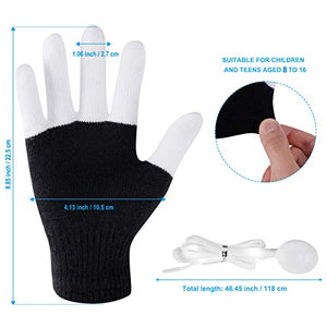 Aywewii LED Gloves, Light Up Gloves for Kids, Flashing LED Gloves with LED Shoelaces Set, Children LED Gloves Glow Flashing Novelty Kids Toys for Best Costume Gift Indoor(White)