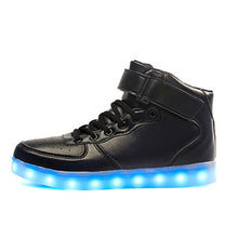 Load image into Gallery viewer, Voovix Kids LED Light Up Shoes USB Charging Flashing High-top Sneakers for Boys and Girls Child Unisex(Black,US3.5/CN36)
