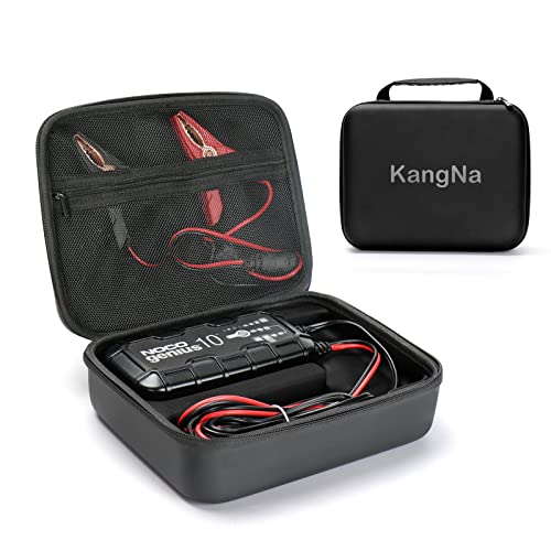 Portable Protective Case Compatible with NOCO Genius 10 Fully-Automatic Smart Charger, Hard Case with Zipper Mesh Pocket for NOCO 10-Amp Battery Chargers