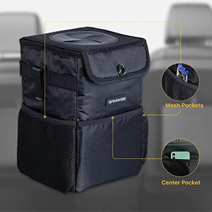 Car Trash Can with Lid, SANIWISE Automotive Waterproof Car Garbage Can, Collapsible Car Trash Bag Hanging, Car Accessories Interior Car Organizer
