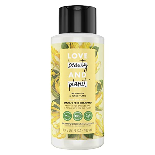 Love Beauty And Planet Hope and Hair Repair Sulfate-Free Shampoo for Split Ends and Damaged Hair Coconut Oil & Ylang Ylang Vegan Hair Repair Treatment 13.5 oz