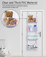 Load image into Gallery viewer, ULG Over Door Organizer with 4 Large Ultra Sturdy &amp; Large Pockets Organizer, 22 lbs Capacity Hanging Storage Organizer with Clear Window for Bedroom Nursery, Baby Kids Toys, Shoes, Diapers, White
