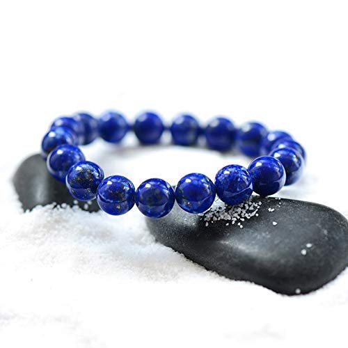 Load image into Gallery viewer, Handmade Lapis Lazuli Bracelet - Gemstone Bracelet - Bead Stretch Bracelet - Friendship Bracelet - Blue Stone Focus Bracelet (8mm)
