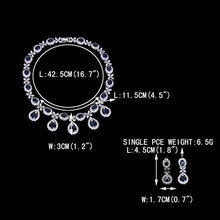 Load image into Gallery viewer, EVER FAITH Silver-Tone CZ Floral Leaves Water Drop Necklace Earrings Bracelet Set Blue Sapphire-Color
