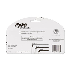 EXPO 1871774 Low-Odor Dry Erase Markers, Ultra Fine Tip, Black, 4 Count (Pack of 1)