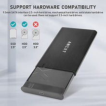Load image into Gallery viewer, ANEXT 2.5 USB 3.1 Gen2 External Hard Drive Enclosure, Portable Black Aluminum Hard Disk Case for 2.5 inch 7mm 9.5mm SATA HDD SSD, Max 4TB - Anext Series.(Includes a USB C to USB C Cable)
